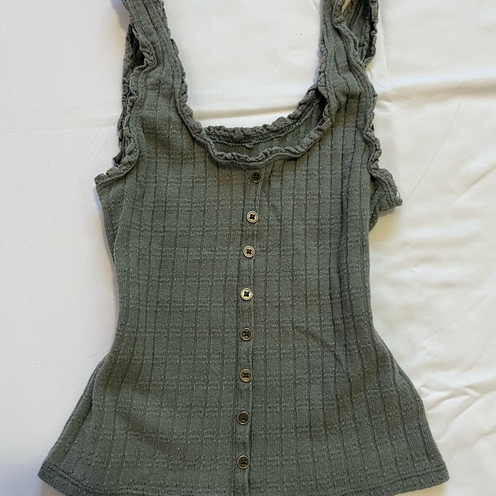 American Eagle Outfitters Green Ribbed Tank Top